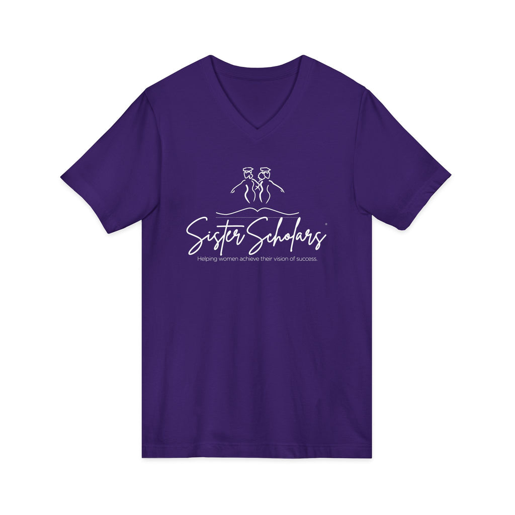 Sister Scholars Purple Unisex Jersey Short Sleeve V-Neck Tee